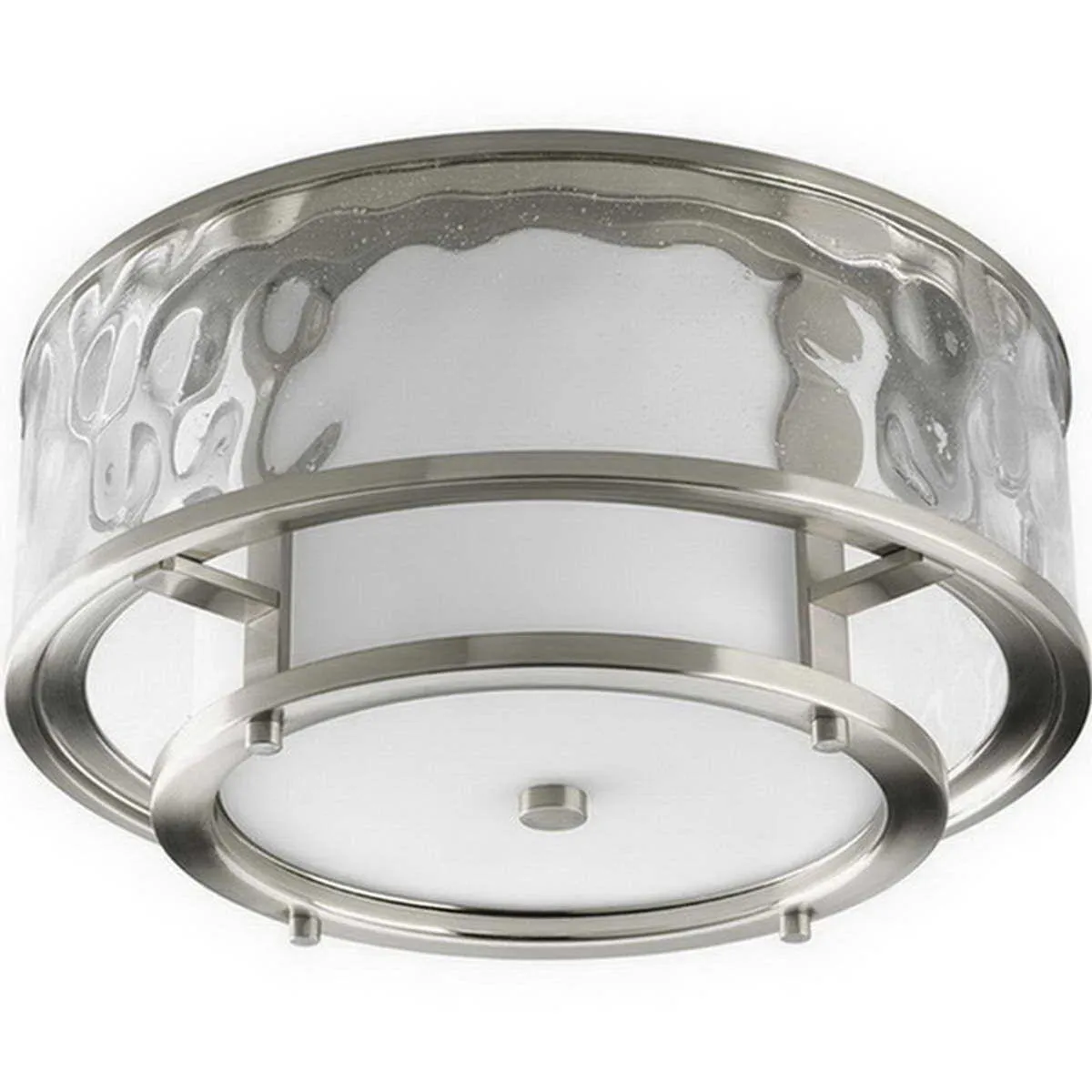 Bay Court 15 in. 2 Lights Flush Mount Light Nickel Finish