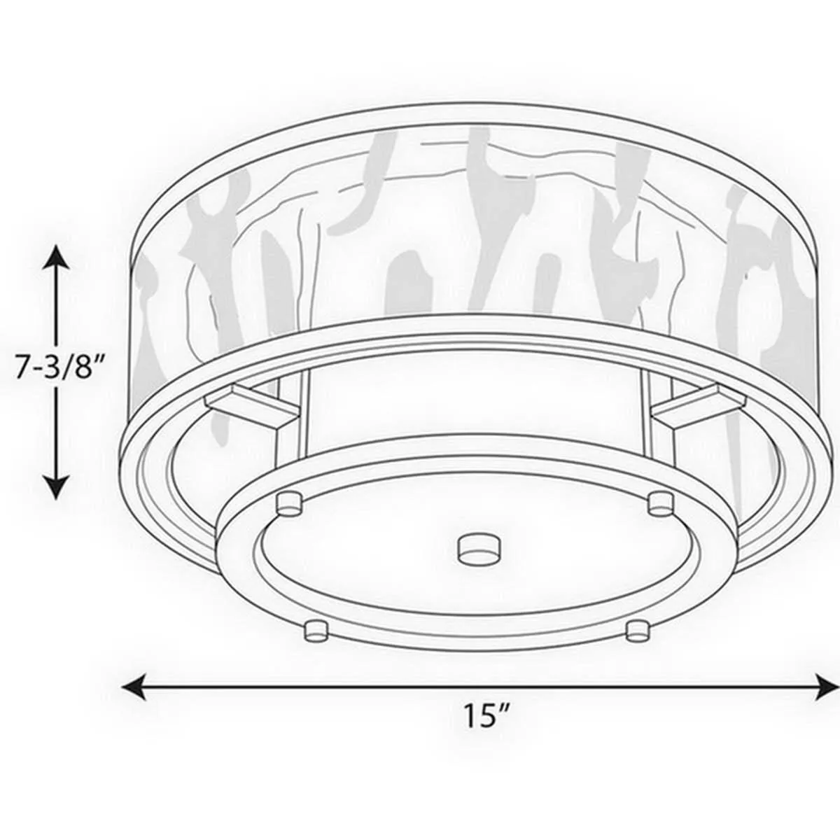 Bay Court 15 in. 2 Lights Flush Mount Light Nickel Finish