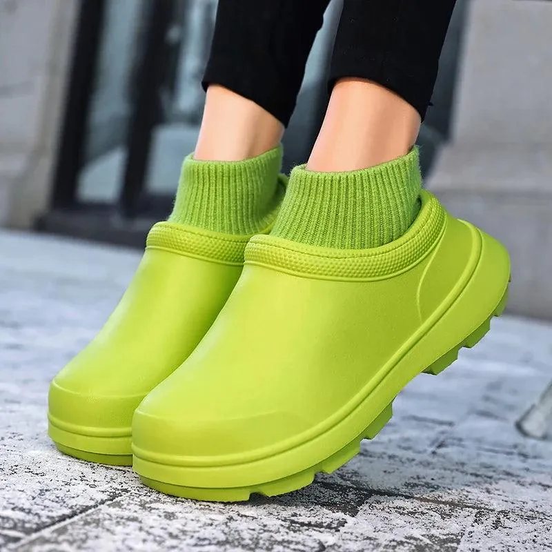 BUCS415 Women's Men's Unisex Casual Shoes - Non-slip Fur Waterproof Chef Boots
