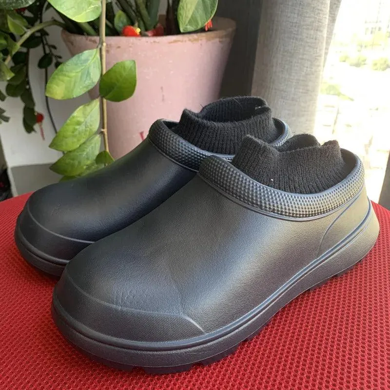 BUCS415 Women's Men's Unisex Casual Shoes - Non-slip Fur Waterproof Chef Boots