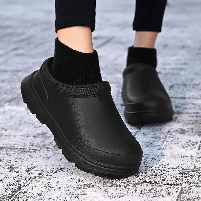 BUCS415 Women's Men's Unisex Casual Shoes - Non-slip Fur Waterproof Chef Boots