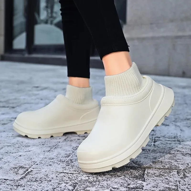 BUCS415 Women's Men's Unisex Casual Shoes - Non-slip Fur Waterproof Chef Boots