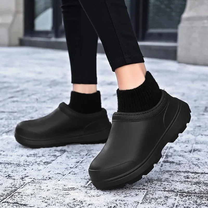 BUCS415 Women's Men's Unisex Casual Shoes - Non-slip Fur Waterproof Chef Boots