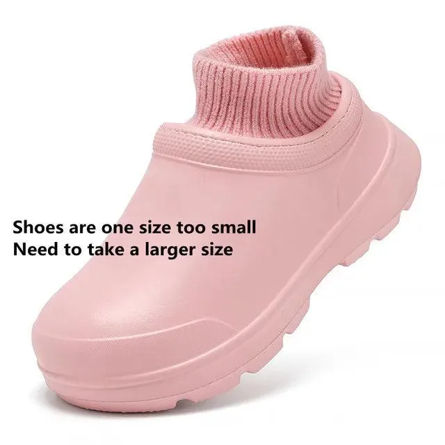 BUCS415 Women's Men's Unisex Casual Shoes - Non-slip Fur Waterproof Chef Boots