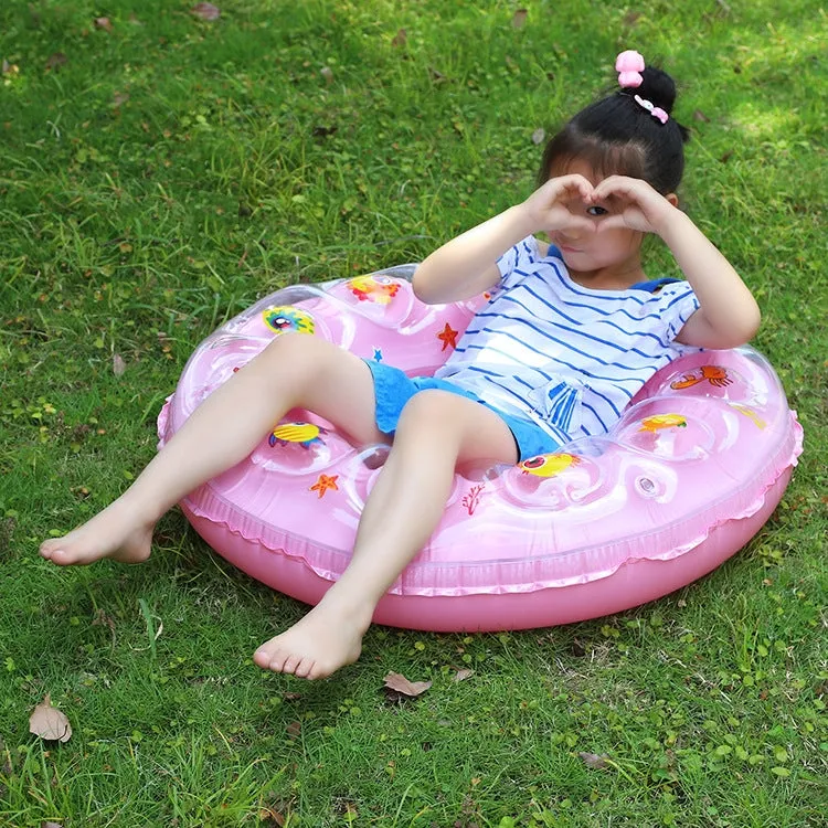 Cartoon Pattern Double Airbag Thickened Inflatable Swimming Ring Crystal Swimming Ring, Size:80 cm(Blue)