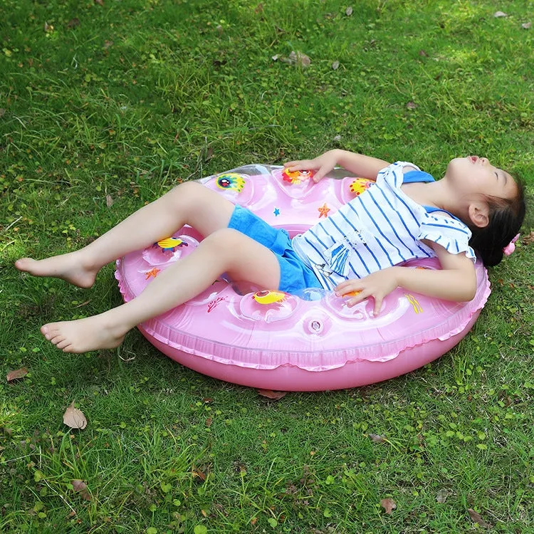 Cartoon Pattern Double Airbag Thickened Inflatable Swimming Ring Crystal Swimming Ring, Size:80 cm(Blue)