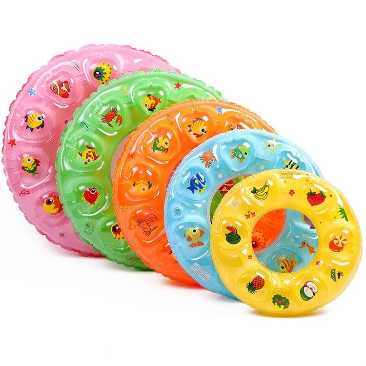 Cartoon Pattern Double Airbag Thickened Inflatable Swimming Ring Crystal Swimming Ring, Size:80 cm(Blue)