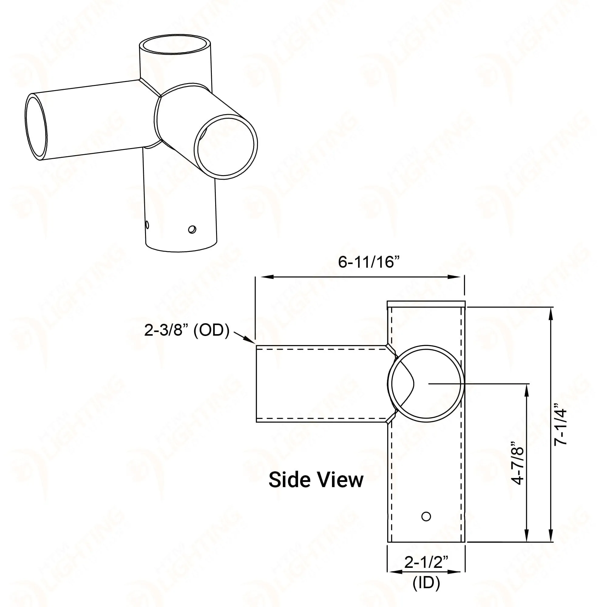 Double 90 Degree Horizontal Tenon Adapter With Screws (V2)