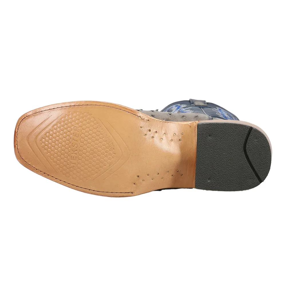 Futurity Relentless Buckles Ostrich Square Toe Cowboy Boots