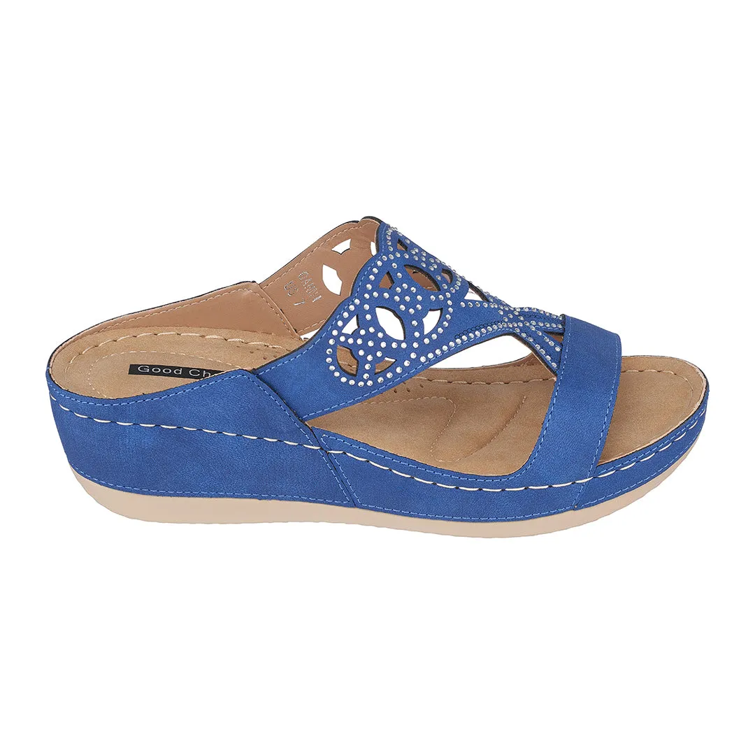 Ganni Blue Wedge Sandals