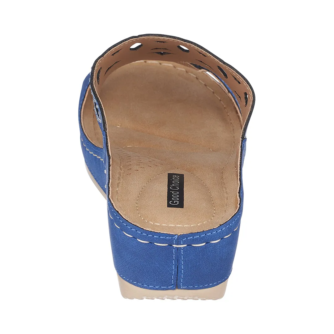 Ganni Blue Wedge Sandals