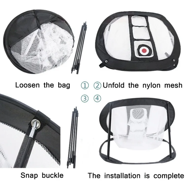 Indoor Golf Practice Net Square Cut Rod Folding Set Net(Black Red Net)