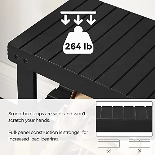 SONGMICS Shoe Rack Bench, 3-Tier Bamboo Shoe Organizer, Storage Shelf Holds Up to 264 lb, Ideal for Entryway Bathroom Living Corridor, Black ULBS04H
