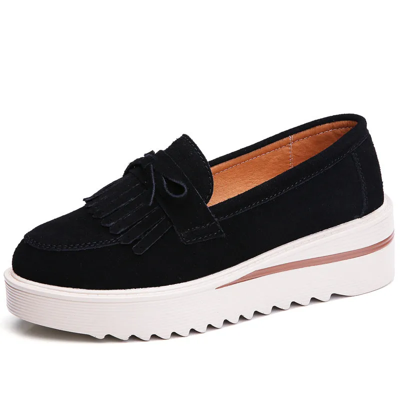 Women's Casual Thick Sole Rocking Shoes With Bow Tassel